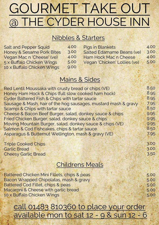 Cyder house shackleford menu
