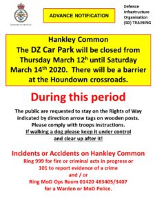Read more about the article Hankley Common Car Park Closure – 12th – 14th March 2020