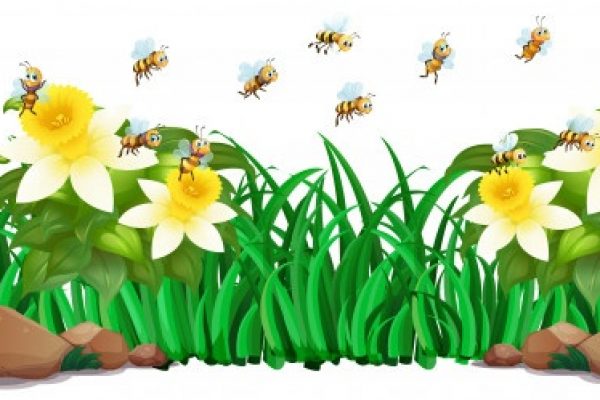 garden scene with flowers bees 1308 30180